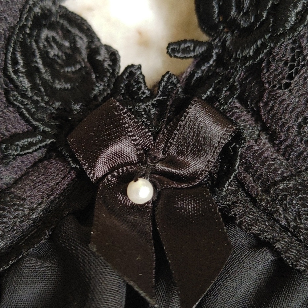 NWOT's Vintage Evening Dressing Gown w Black Sheer Push-Up Bra 36C - Picture 12 of 15